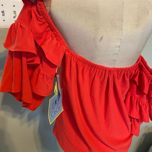 NWT CeCe Halter with Ruffle Sleeve Top Sz XXS - Picture 4 of 5